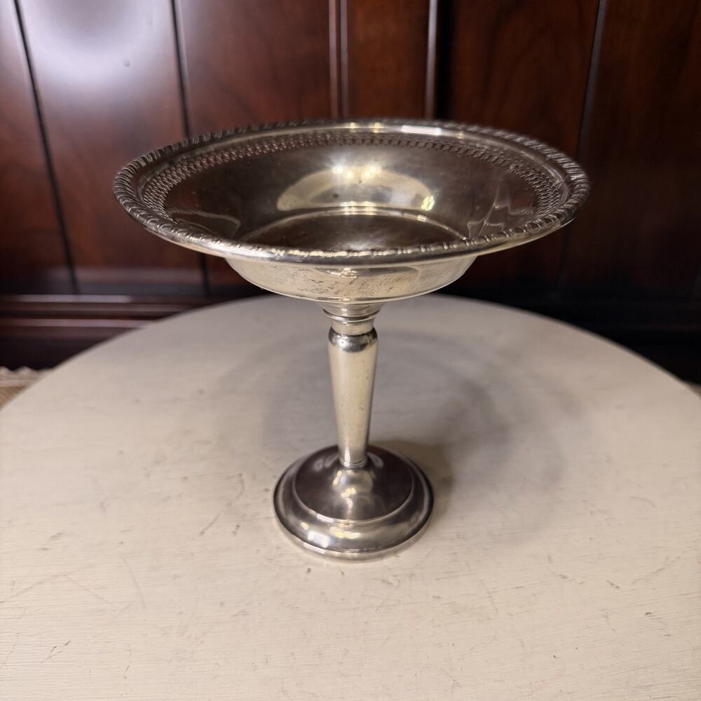 HAMILTON Sterling Silver 5.25" Compote Gadroon Rim And Lace Cutout, 142-156g